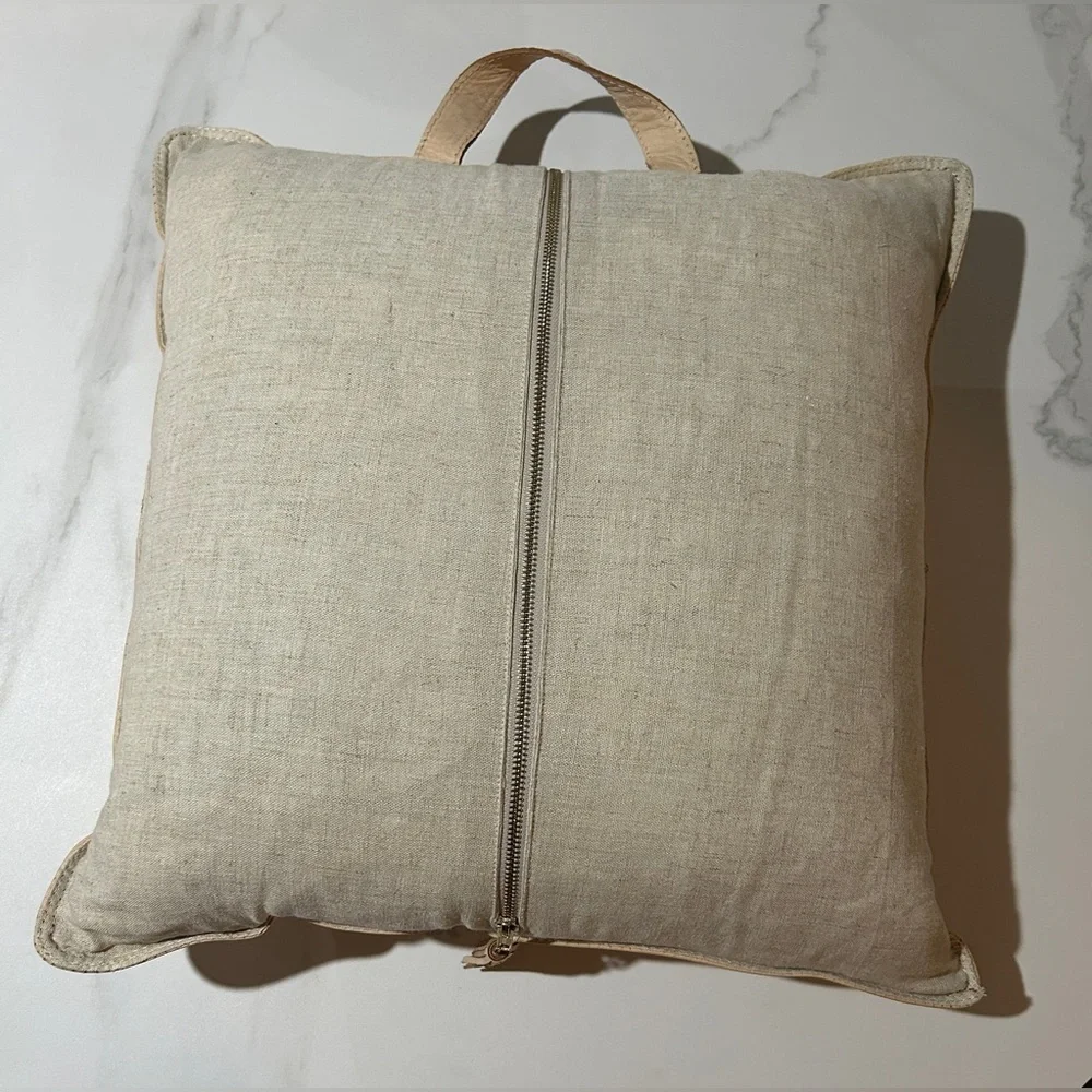 Elegant Tan Leather Throw Pillow size 18X18
